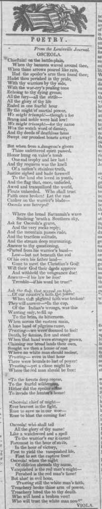 Poem found in the Southern Argus, Tuesday, April 10, 1838.
